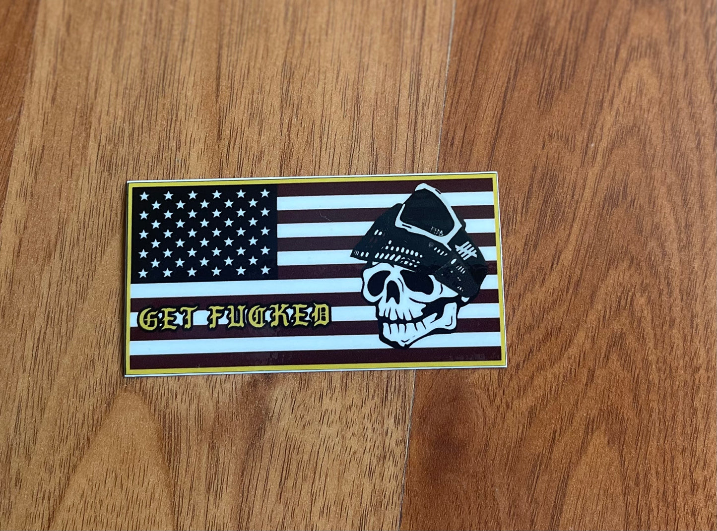 "US FLAG/GET FUCCED" sticker
