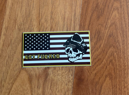 "US FLAG/GET FUCCED" sticker